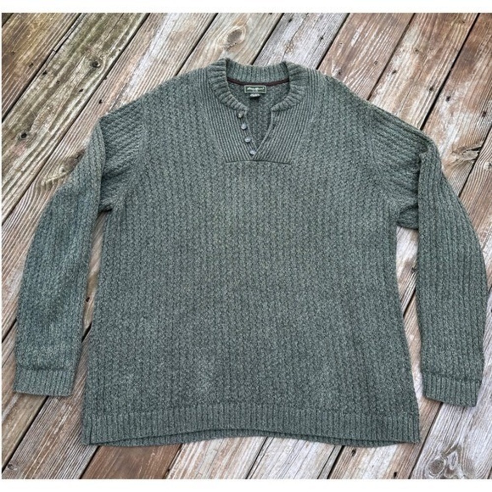 Eddie Bauer‎ Men's Tall Cotton Henley Half Button Pullover Sweater